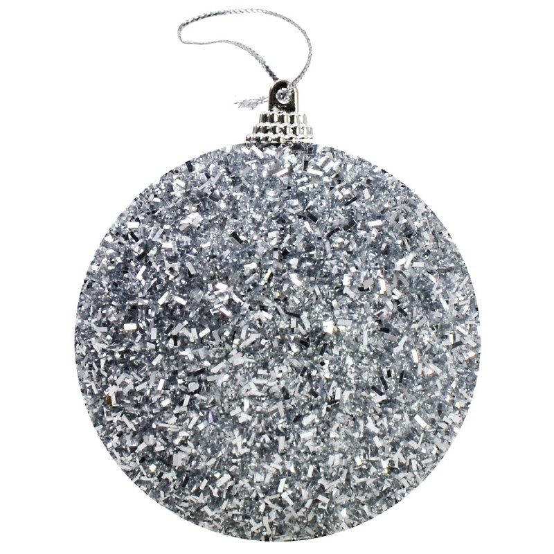 Silver ball with clowns and glitter 8 cm