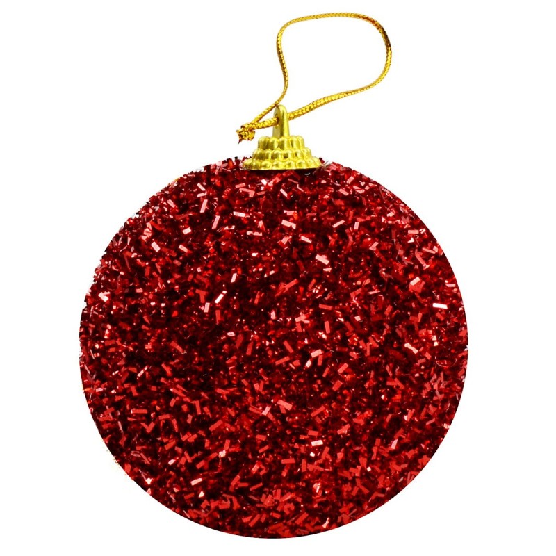 Bola roja con lentejuelas y purpurina ø 8 cm Navidad Mundo