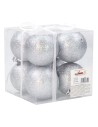 Juego de 8 bolas plateadas brillantes de ø 8 cm para árbol de Navidad.