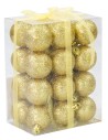 Set 24 palline oro brillantato ø 4 cm per albero di Natale