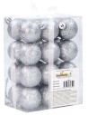 Juego de 24 bolas de plata brillante ø 4 cm para árbol de Navidad.