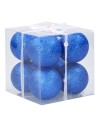 Sep 8 blue balls glittered ø 8 cm per Christmas tree