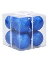 Set 8 palline blu brillantato ø 8 cm per albero di Natale Mondo