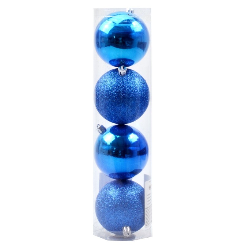 Juego de 4 bolas azules ø 8 cm para árbol de Navidad Mondo Presepi