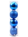 Juego de 4 bolas azules ø 8 cm para árbol de Navidad Mondo Presepi