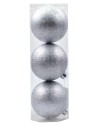 Sep 3 silver balls with glitter ø 12 cm per Christmas tree