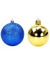 Juego de 6 bolas azules y doradas ø 10 cm para árbol de Navidad Mondo