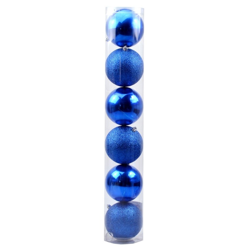 Juego de 6 bolas azules ø 10 cm para árbol de Navidad Mondo Presepi