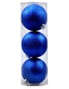 Juego de 3 bolas azules con brillo ø 12 cm para árbol de Navidad.