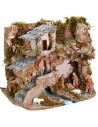 Presepe con statue serie Landi 8 cm con fuoco funzionante cm