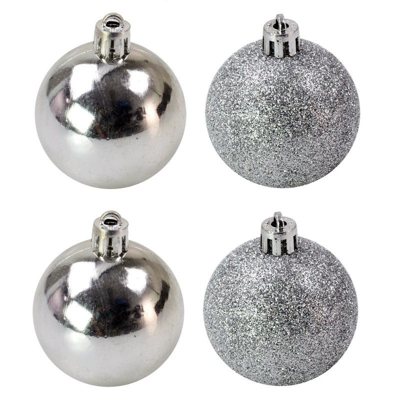 Set of 4 silver balls ø 5 cm for Christmas tree