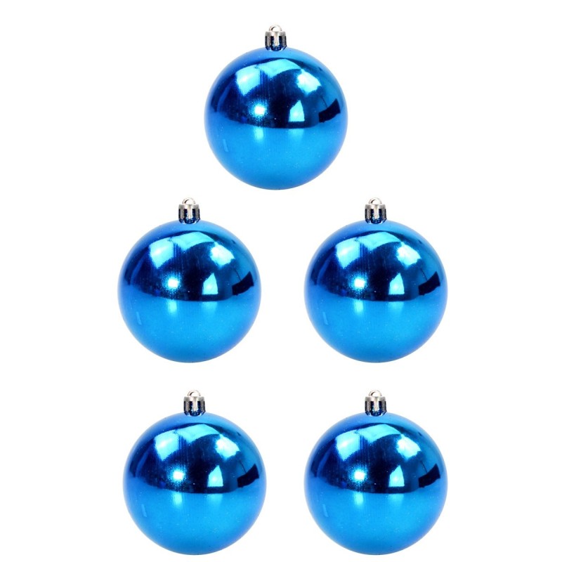 Set of 5 blue balls ø 4 cm for Christmas tree