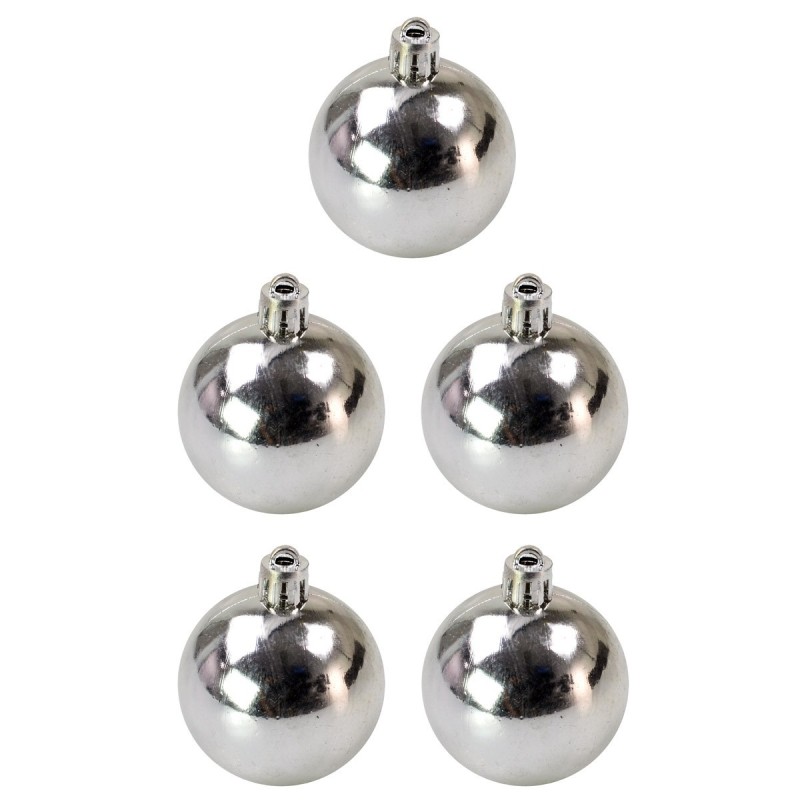 Set of 5 silver balls ø 4 cm for Christmas tree