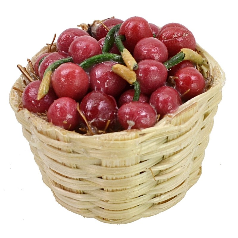 Cesta de mimbre con cerezas ø 2,5x2 h cm Mundo Pesebres