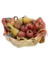 Wicker basket with assorted fruit in wax ø 4,5x2,2 h cm