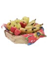 Wicker basket with assorted fruit in wax ø 4,5x2,2 h cm