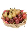 Wicker basket with assorted fruit in wax ø 4,5x2,2 h cm