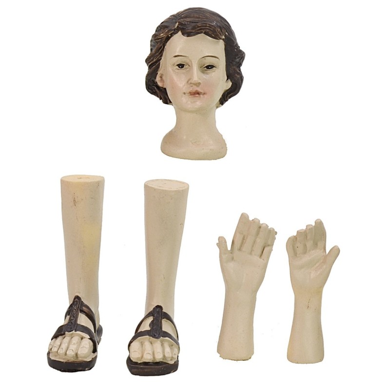 Cabeza, manos, pies de hombre para estatuas de 12-15 cm de altura.