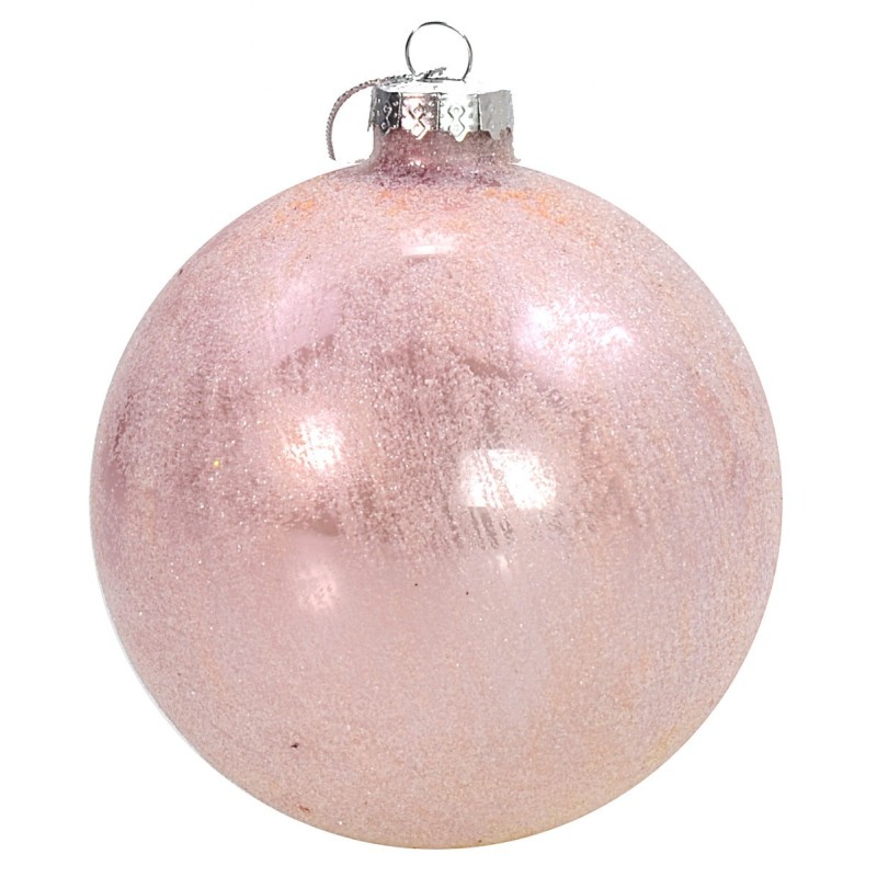 Glazed antique pink bauble ø 10 cm for Christmas tree