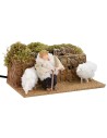 Shepherd with double movement sheep series 12 cm