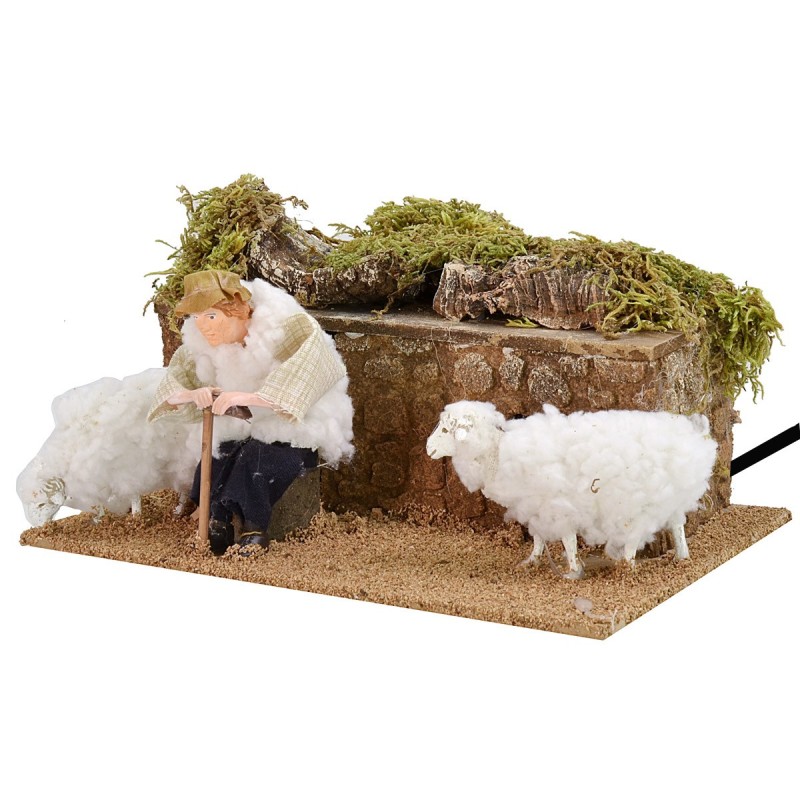 Shepherd with double movement sheep series 12 cm