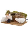 Shepherd with double movement sheep series 12 cm
