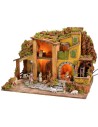 Illuminated nativity scene complete with Landi statues with