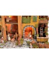 Illuminated nativity scene complete with Landi statues with