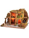 Presepe illuminato con mulino ad acqua funzionante cm 61x40x44