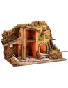 Illuminated nativity scene with working water mill cm 61x40x44 h