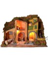 Illuminated nativity scene with working water mill cm 61x40x44 h