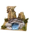 Ruscello tra le rocce con pecore e ponte cm 19X15,7X13,5 h