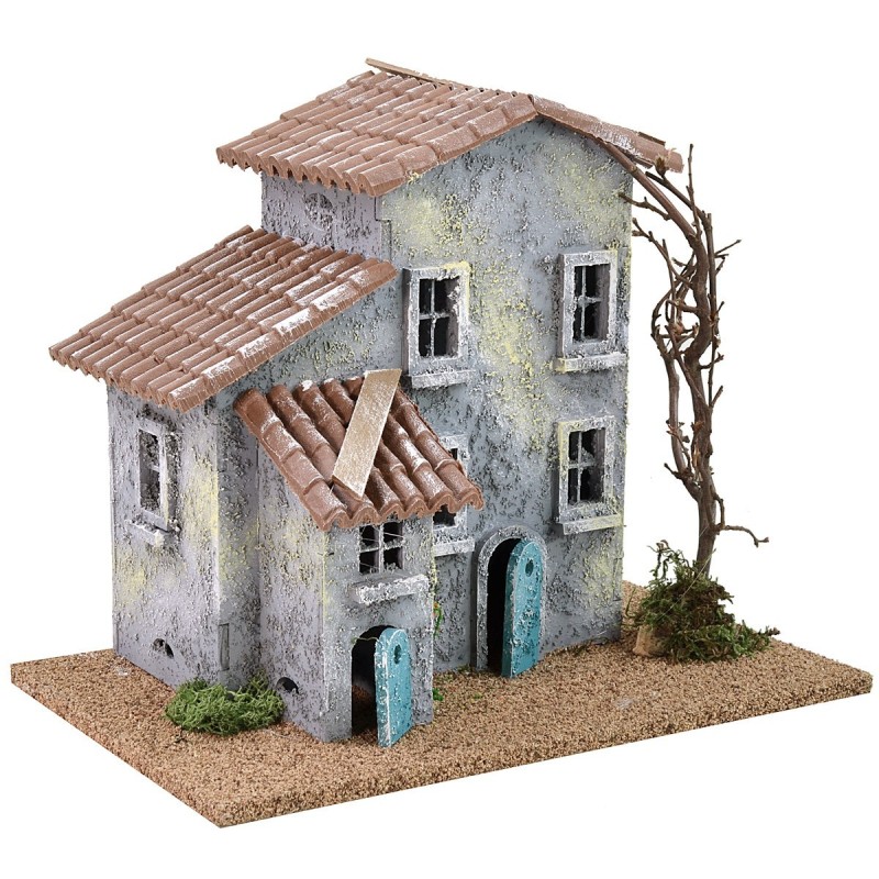 House for nativity scene with tree cm 24.5x16x21 h