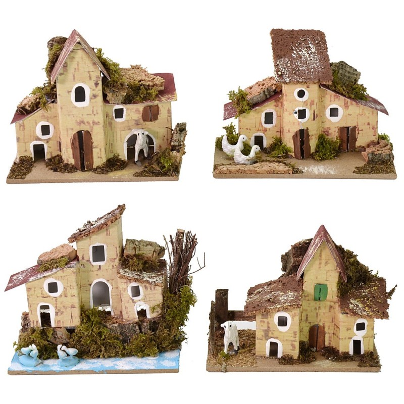 Conjunto de 4 casas para belén de 10,5x6 cm Mundo Belenes