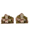 Set 4 gruppi di casette per presepe cm 10x6x8 h. Mondo Presepi