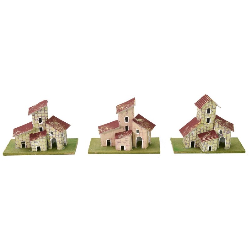 Conjunto de 3 casitas para belén de 10x5x8 cm Mundo Belenes