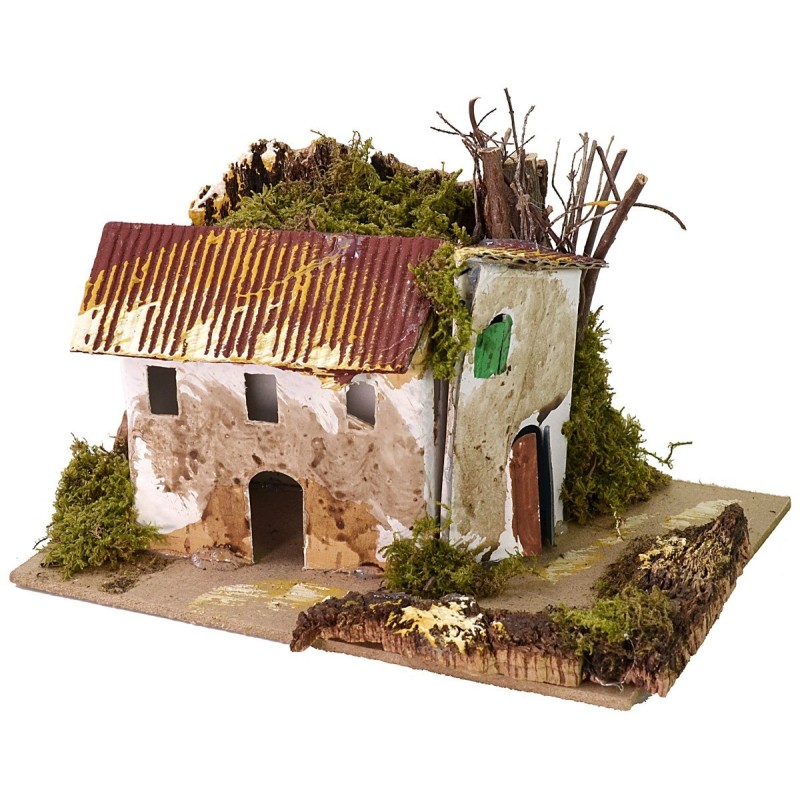 Casita con granero para belén de 15x10,5 cm Mundo