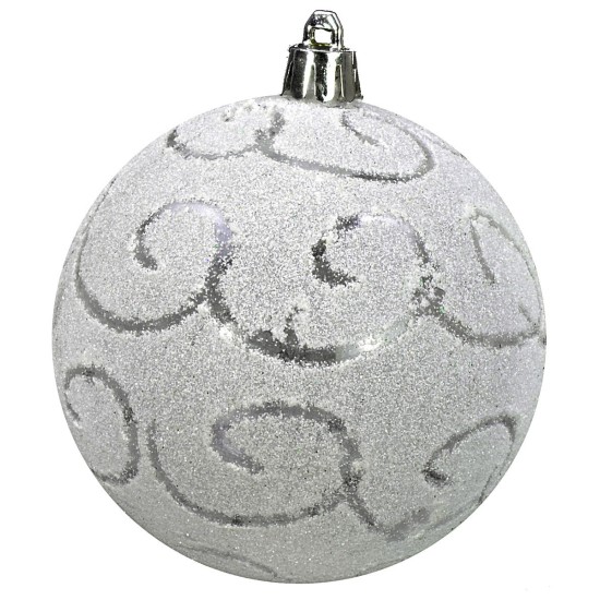 Pallina bianco con glitter ø 8 cm Natale Mondo Presepi