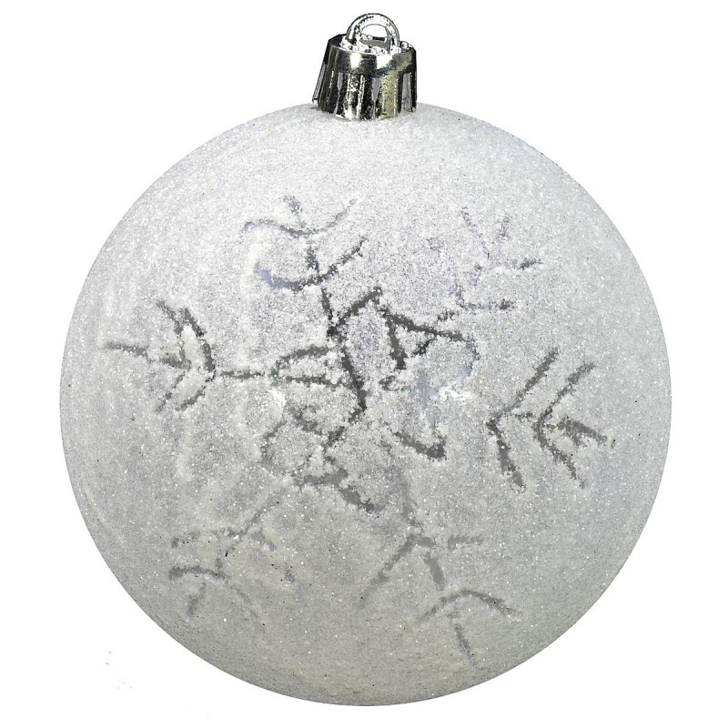 White ball with glitter and snowflake ø 8 cm