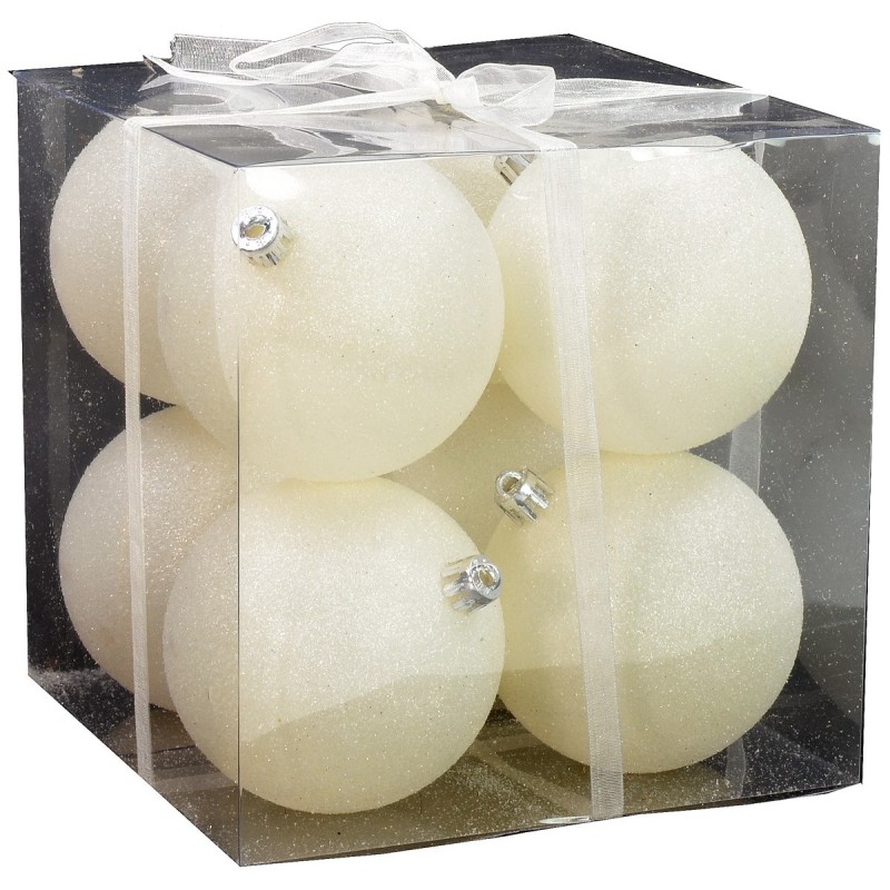 Juego de 8 bolas blancas brillantes de ø 8 cm para árbol de Navidad.