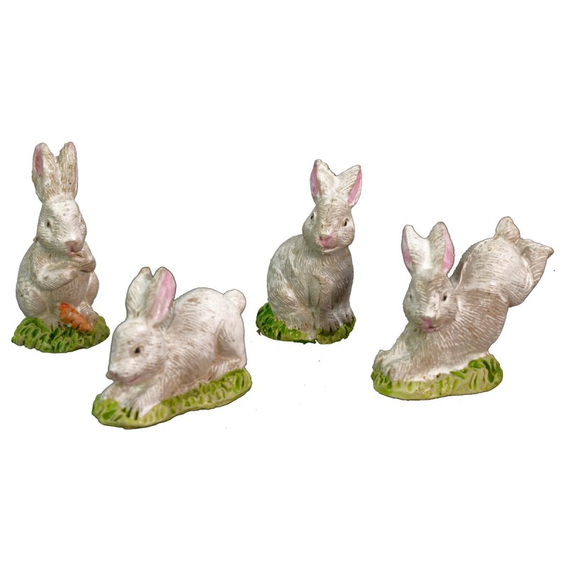 Set of 4 rabbits for nativity scene for statues of 10 cm