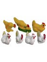 Set of 7 hens in pvc 2,5-4 cm