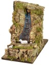 Functional rocky waterfall with bridge and sheep cm 33x18x28 h