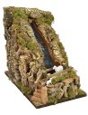 Cascata rocciosa funzionante con ponte e pecore cm 33x18x28 h