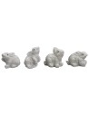 Set of 4 white resin rabbits 2-2.5 cm