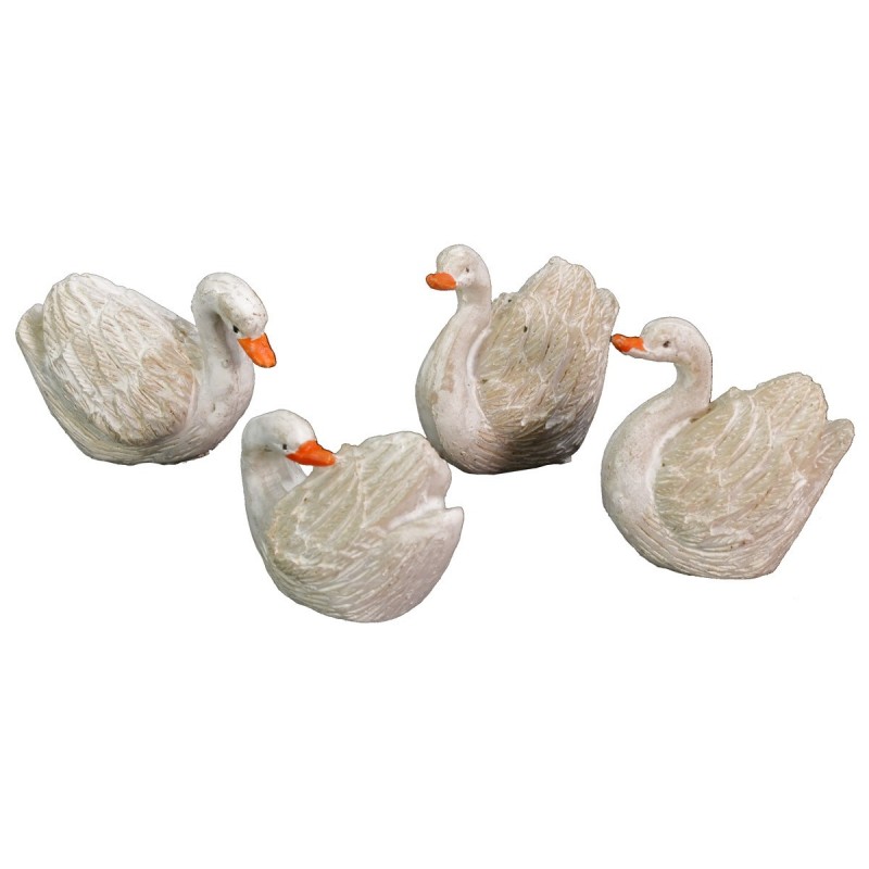 Conjunto de 4 cisnes de resina 2,5-3 cm Mundo Pesebres