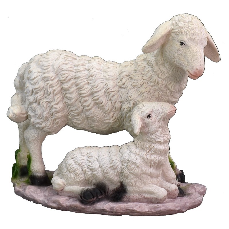 Sheep with lamb in resin for statues of 40-45 cm