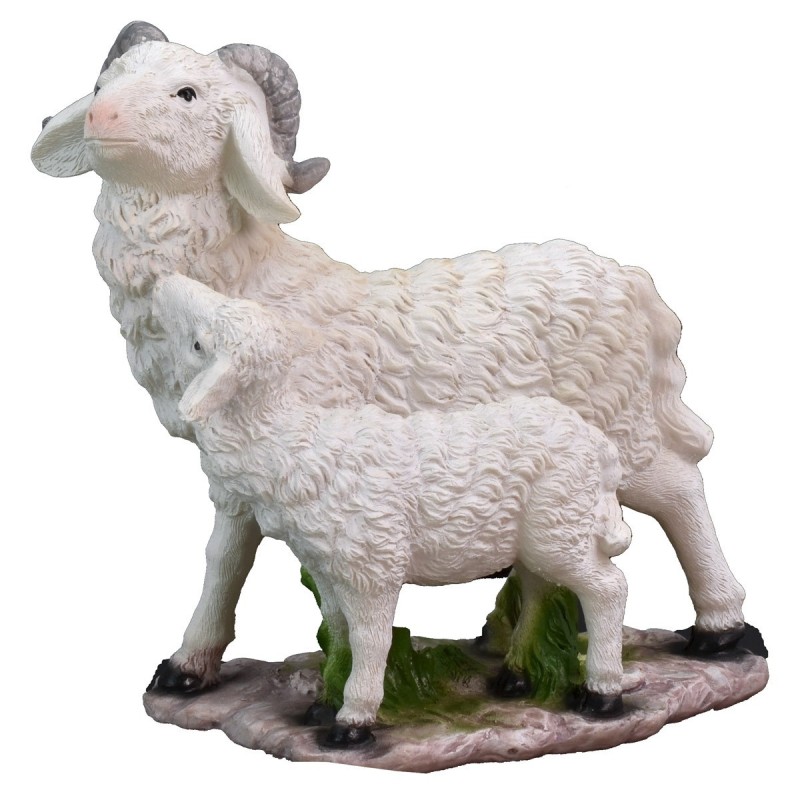 Cabra con cabrito en resina para estatuas de 40-45 cm Mundo Pesebres