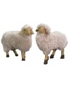 Set of 2 resin sheep with wool for 10-12 cm statues