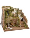 Illuminated nativity scene complete with Landi statues with